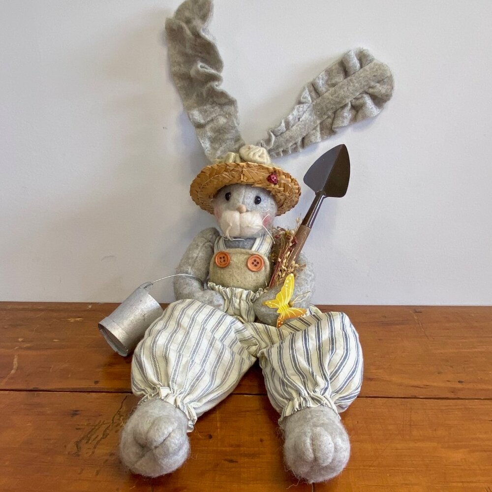 Handmade Felt Garden Bunny (with shovel, butterfly, and pale)